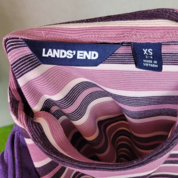 Land's End Purple and Pink Striped Long Sleeve Shirt, XS - Picture 4 of 5